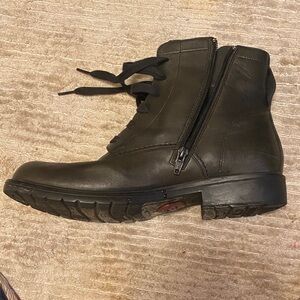Camper Black Leather Lace-Up Zip Ankle Booties